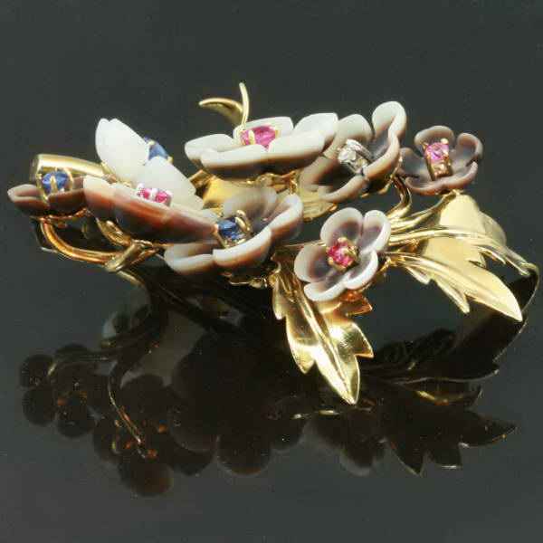 Joyful flower brooch from the fifties made by the famous jeweler Wolfers freres (image 12 of 16)